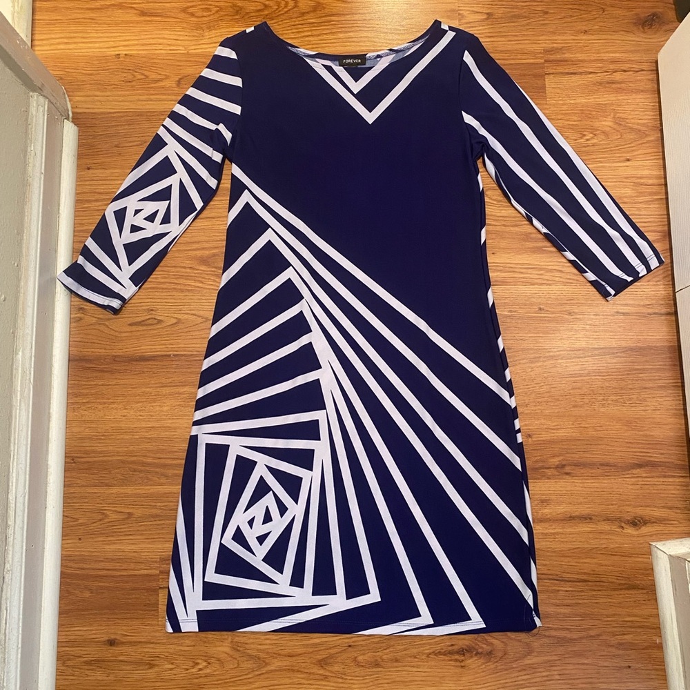 NWOT Navy and White Dress